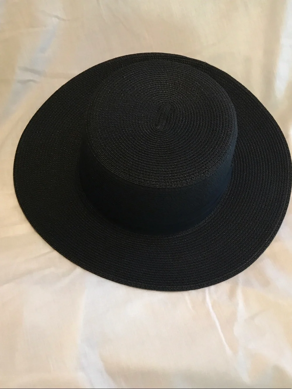 Wide Brim Straw Sun Hat - Black